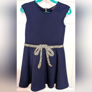 Hannah Banana Navy Dress with Silver Accents